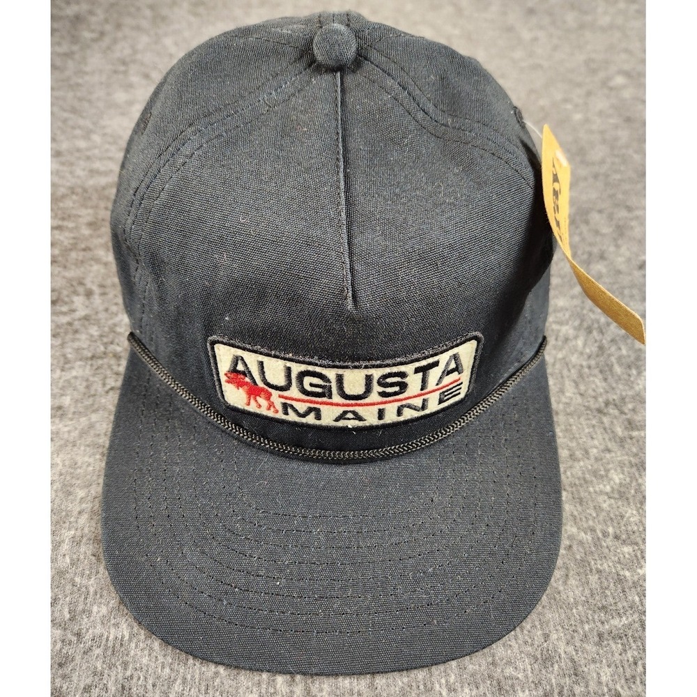 Ouray Augusta Maine Hat Men's Black Cotton Leather Strap Adjustable Cap NWT